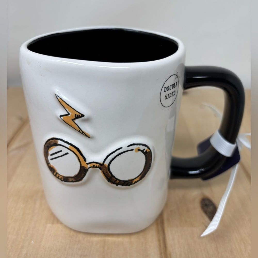 Rae Dunn HARRY POTTER Mug White Double Sided Black Inside & Handle New - Picture 2 of 4